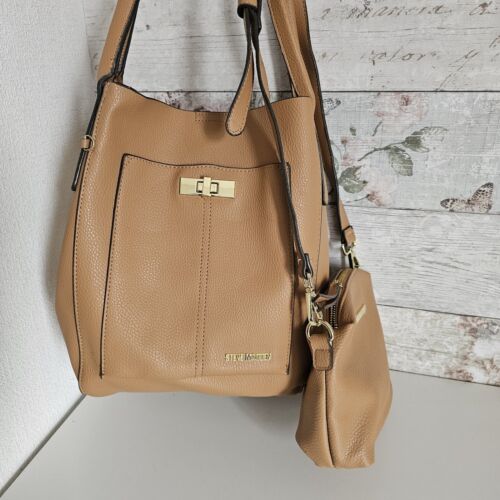 Steve Madden Satchel Bucket Bag and Detachable Cross Body Bag Tan Colour  - Picture 1 of 13