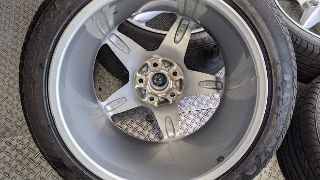 FERRARI 360 SPIDER PART SET OF 4 ORIGINAL WHEELS FERRARI SILVER 164173 164175...