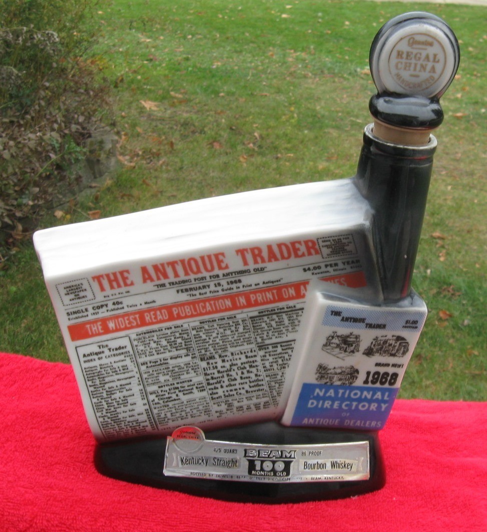 Vintage 1968 Jim Beam Bottle Antique Trader's Kewanee Illinois