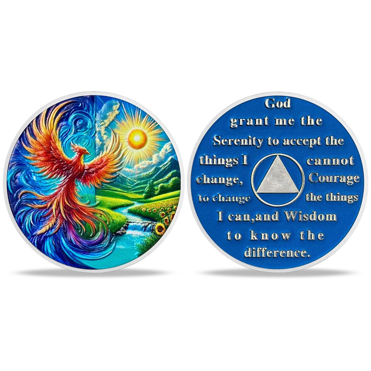 【サイン入りオリジナル】リカルド・ゴンザレス　A Time To Shine Blue Phoenix 1-65 Years Custom Sobriety Coin AA Chips And