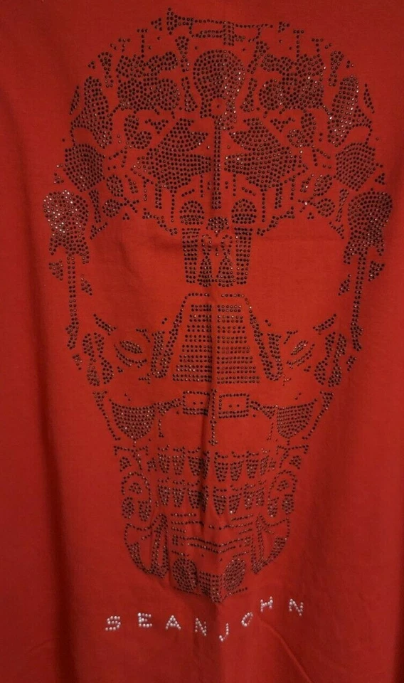 Sean John Mens Shirt Size 5X B Red Black Silver Skull - Image 3 of 4