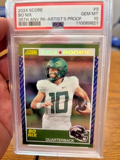 Bo Nix Panini Score 35th Anniversary Rookie #9 Artists Proof