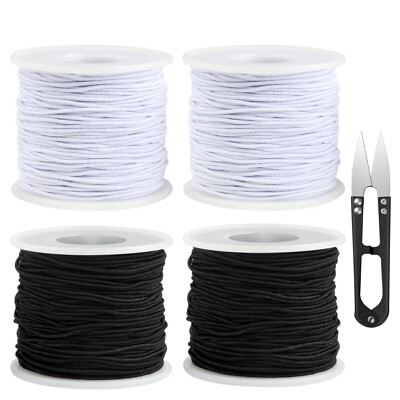 4Roll Elastic string for Bracelets,Necklace,Beading and Sewing 1mm Round