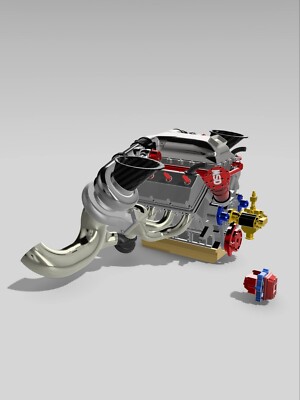 1/24 1/25 3D Resin Pro Mod Twin Turbo Hemi Engine W/ Transmission Scale models