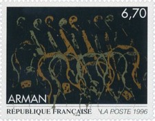 Timbre France 3023 Neuf** - Œuvre originale d'Arman - 1996