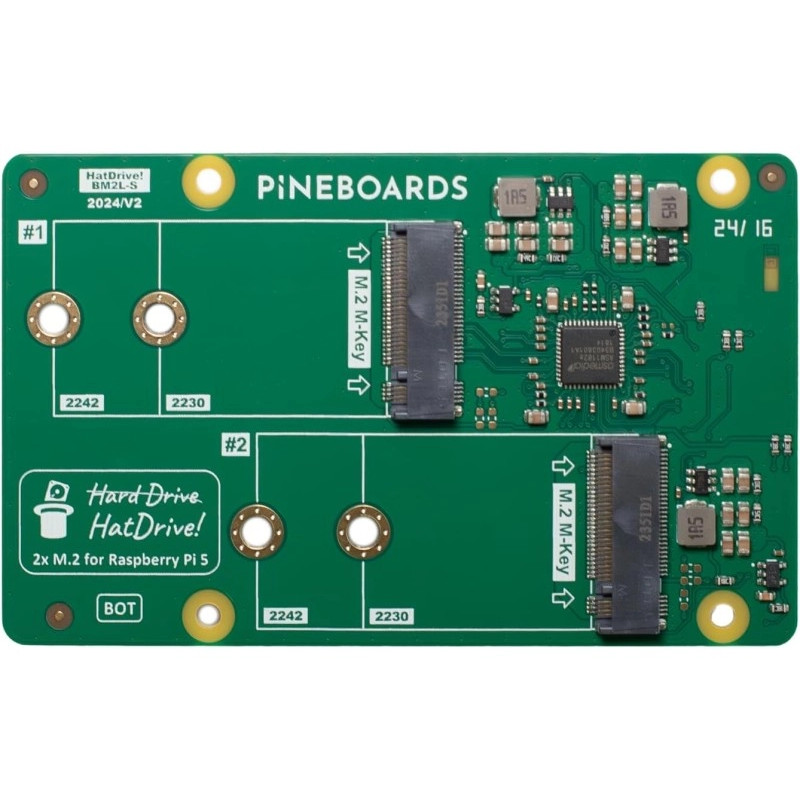 Pineboards HatDrive Dual NVMe Dual SSD carte d'extension stockage M.2 PCIe