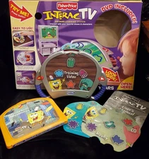Rare Fisher Price Interact TV DVD  Learning Video Gaming System +Sponge Bob Game