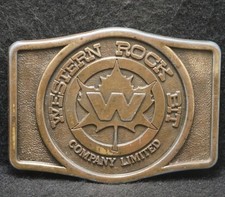 XB23132 VINTAGE 1970s WESTERN ROCK BIT COMPANY LIMITED ADVERTISEMENT BELT BUCKLE