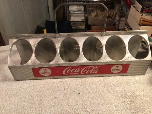 Vintage 1950's Coke Coca-Cola 12 Pack Aluminum Bottle Carrier Double-Sided NICE