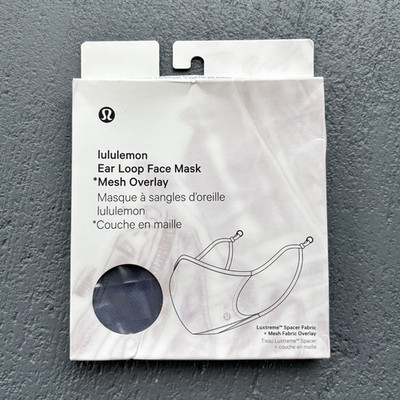 lululemon Ear Loop Face Mask Mesh Overlay Black Adjustable Washable Poly/Spandex
