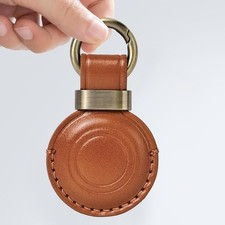 1 Pack Leather Holder Keychain For Airtag Protective Case Cover Vintage Color