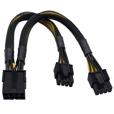 PCIe Splitter 8-Pin | Dual 6+2 Stecker | Geflochten
