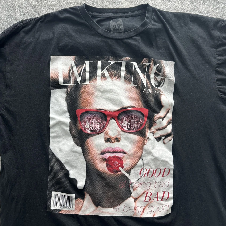 Camisa IMKING Para Hombres 2XL Negra Talento Crudo Gráfico Camiseta Roja Gafas de Sol Piruleta Urbana Foto 2 de 4