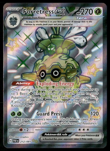 FORRETRESS EX 212/091 SHINY ULTRA RARE PALDEAN FATES POKEMON HOLO NM