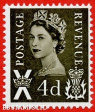 SG. S9y. XS13a. Scotland 4d Olive Sepia. An UNMOUNTED example with the li B84325