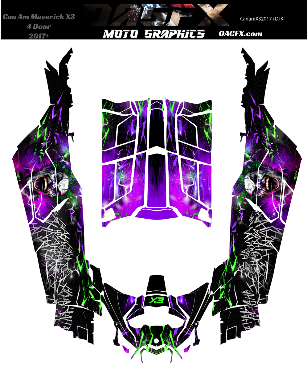 2017-2024 Can Am X3 Max 4 Door Maverick RR DS Joker Graphics Kit