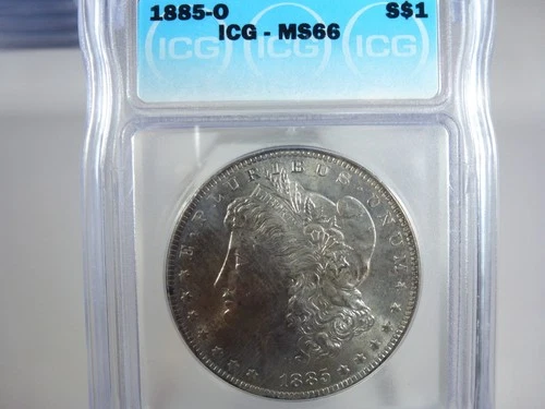1885-O Morgan silver Dollar graded MS-66 by ICG