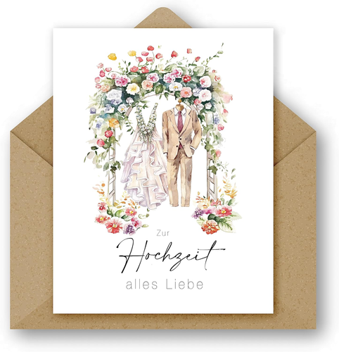 Hochzeitskarte Mit Bärenpaar - 22,9 X 15,2 Cm Süße Grußkarte Mit Umschlag | Piccadilly Greetings