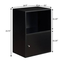 Small Bookshelf with Door Bookcase Storage Cabinet Furniture Home Wood Short NEW