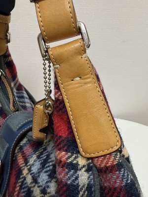 Rare VTG Coach Wool Suede Hampton Soho Plaid Tartan Limited