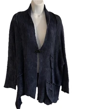 B & K Moda Funky Knit Denim Cardigan Cotton- OS