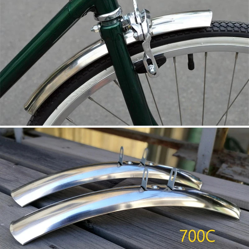 Retro Bike Front Rear Fenders 700C 23C 25C Stainless Steel M