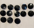 Lot of 13 Vintage Faceted Black Glass Coat Buttons 1" — photo 1