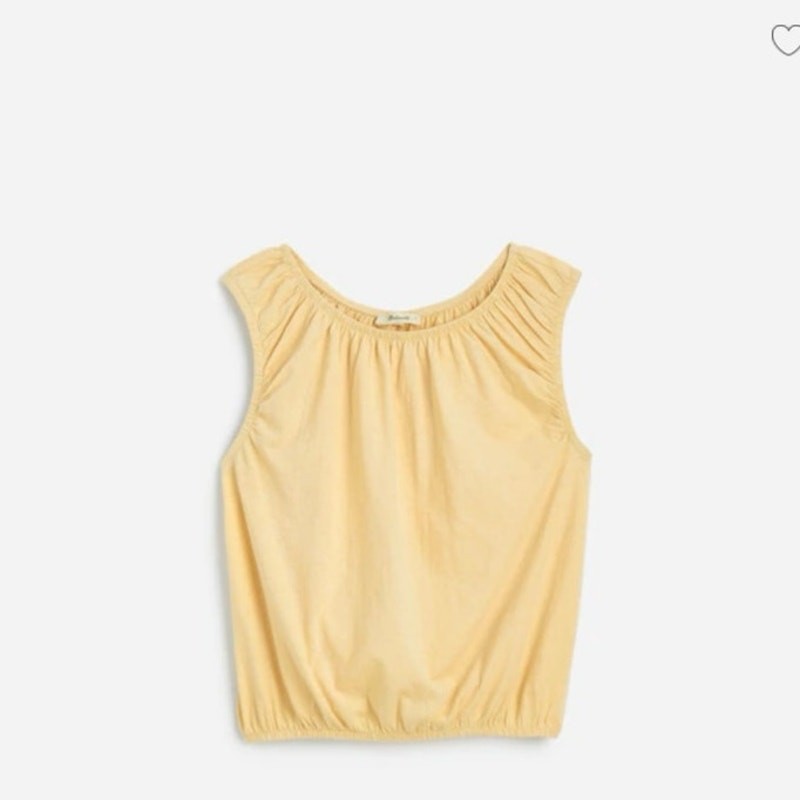 Camiseta Madewell Cuello Barco Burbuja Broght Gamuza Amarillo Manga Gorra Talla M