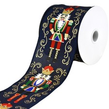 Christmas Nutcracker Filigree Elegance Ribbon, 2-1/2-inch, 10-yard, Navy