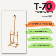 XXL TISCHSTAFFELEI T-70, Buchenholz, Profi, Keilrahmen bis 70cm, Bildhalter