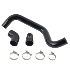 Black Hot Side Intercooler Pipe Kit Aluminum for 04-10 Chevrolet/GMC 6.6L Diesel