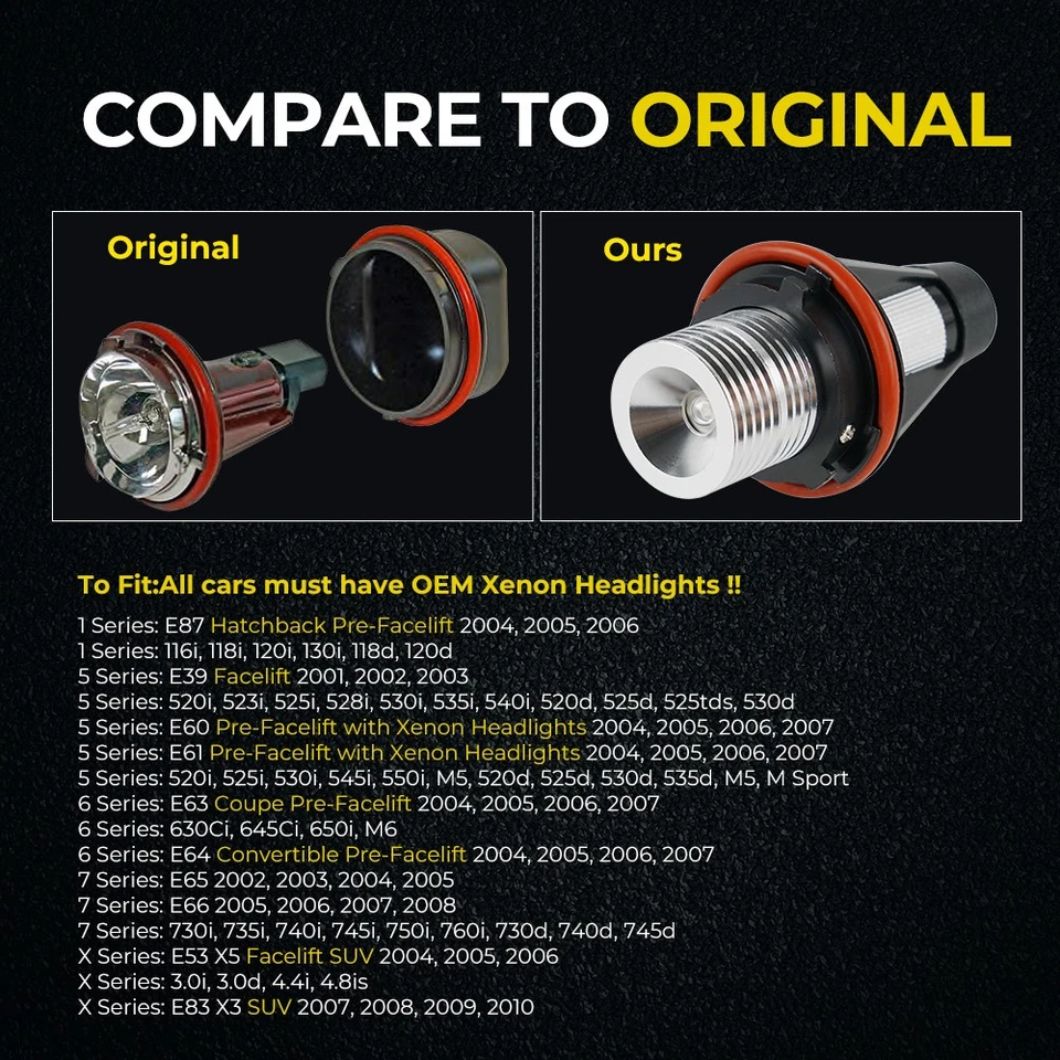 4x Luces LED azules Halo ojos de ángel para BMW E39 LCI 525i 530i 540i M5 2000-2003 Foto 2 de 4