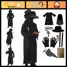 8-in-1 Plague Doctor Costume Set for Adults - Halloween Mask  Outfit M 