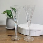 Waterford Millennium Health Fluted Champagne Glasses Set of 2 Vintage Crystal