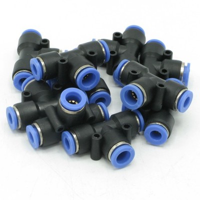 8mm (5/16'')-6mm (1/4'') Pneumatic Push in Union TEE Fitting, Quick Connect, 10pcs