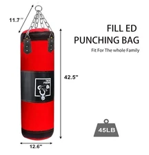 🥊 Heavy Duty Red Punching Bag with Mounting Kit (Unfilled)