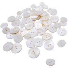 60PCS White Genuine Mother of Pearl Buttons Set, Natural Shell Buttons