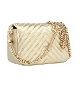 PINKO love click micro metal chevron shoulder bag 100069 gold