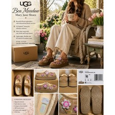 UGG Bea Mary Jane Meadow Shoes Women s 10 Chestnut Floral Platform NIB 1177151