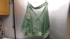 VINTAGE HANDMADE GREEN SHEER HALF APRON LACE TRIM gorgeous