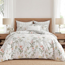 Viviana King Duvet Cover Set - Reversible Floral Design - Soft Cotton