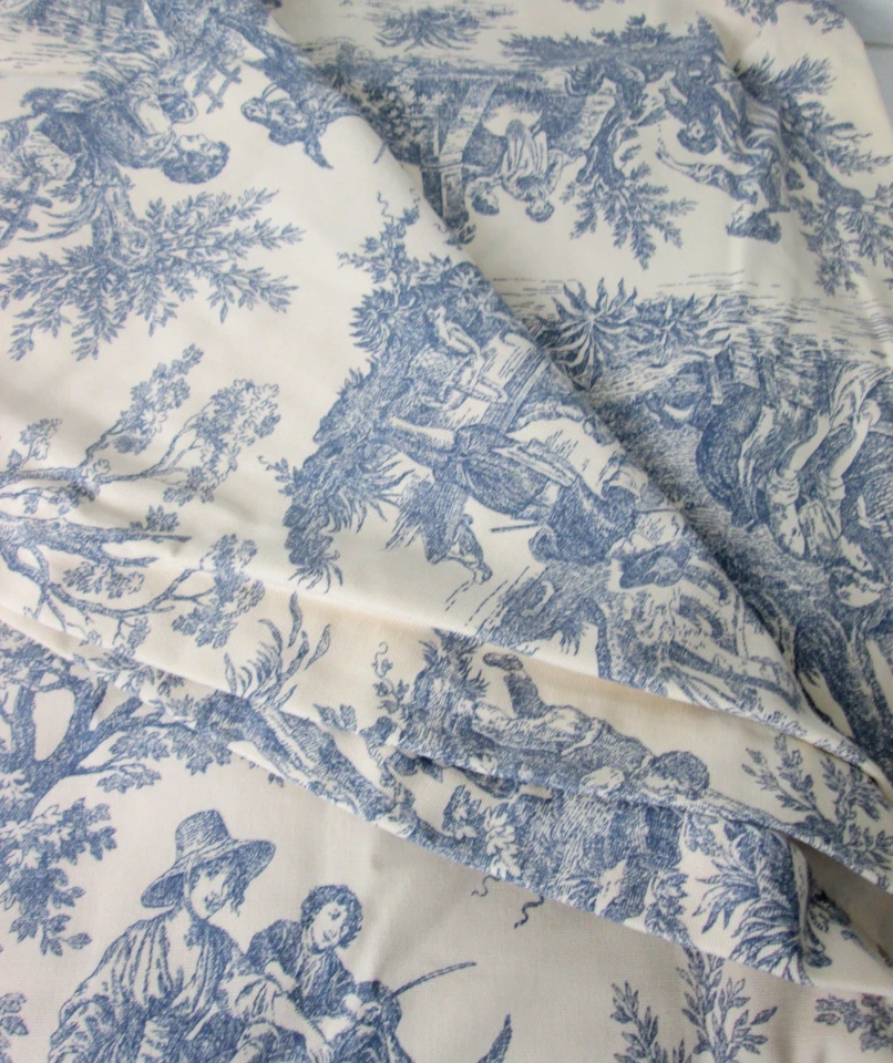 Panel Cortina Vintage Waverly Azul Toile Country Life 48" x 86" Francés Provenzal Foto 2 de 4