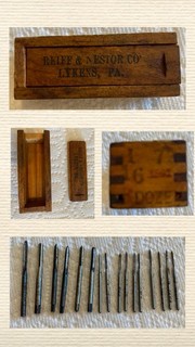 Antique Reiff & Nestor Tap & Die Micro Wooden Box W/ Dovetails & 16 Taps
