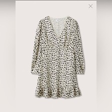New Mango MNG Printed dress with balloon sleeves, women size small, size US 4
