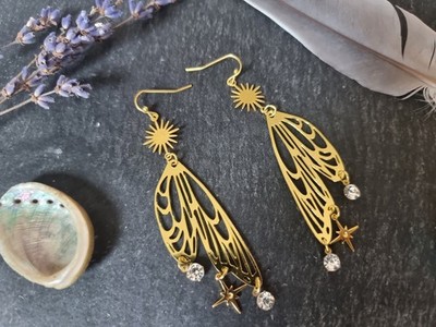 Magische FEEN ENGELSFLÜGEL Ohrringe, Mystische Libelle Schmetterlingsflügel, Boho