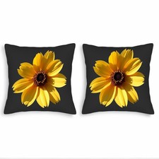 Set of 2 Square Throw Pillow Covers 18x18in - Vibrant Yellow Flower Design