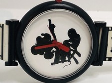 MICKEY MOUSE WATCH SILHOUETTE IN BLACK AND WHITE Movie BAND With New Battery