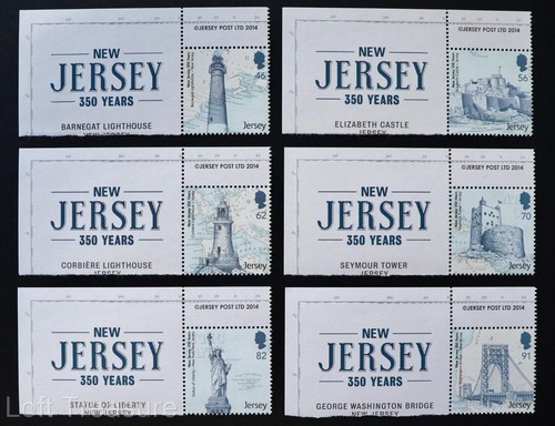 Jersey Stamps: "New Jersey - 350th Anniversary" MNH Selvedge 6V Mint Set 2014 - 第 1/1 張圖片