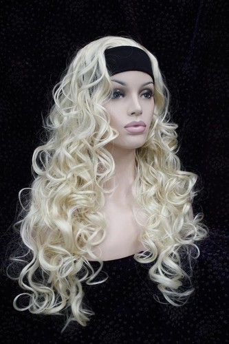 Women Wig Spiral Curls Fluffy 3/4 Half Full Wig Headband Hair Blonde Wigs - Picture 2 of 3