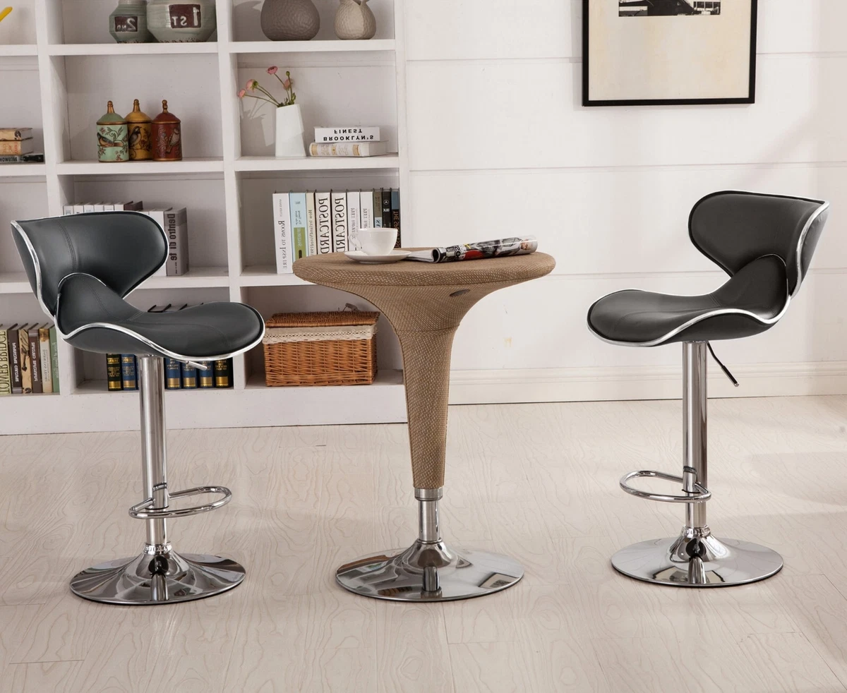 Swivel Bar Stool Set 2 Faux Leather Adjustable Pub Chair Air Lift